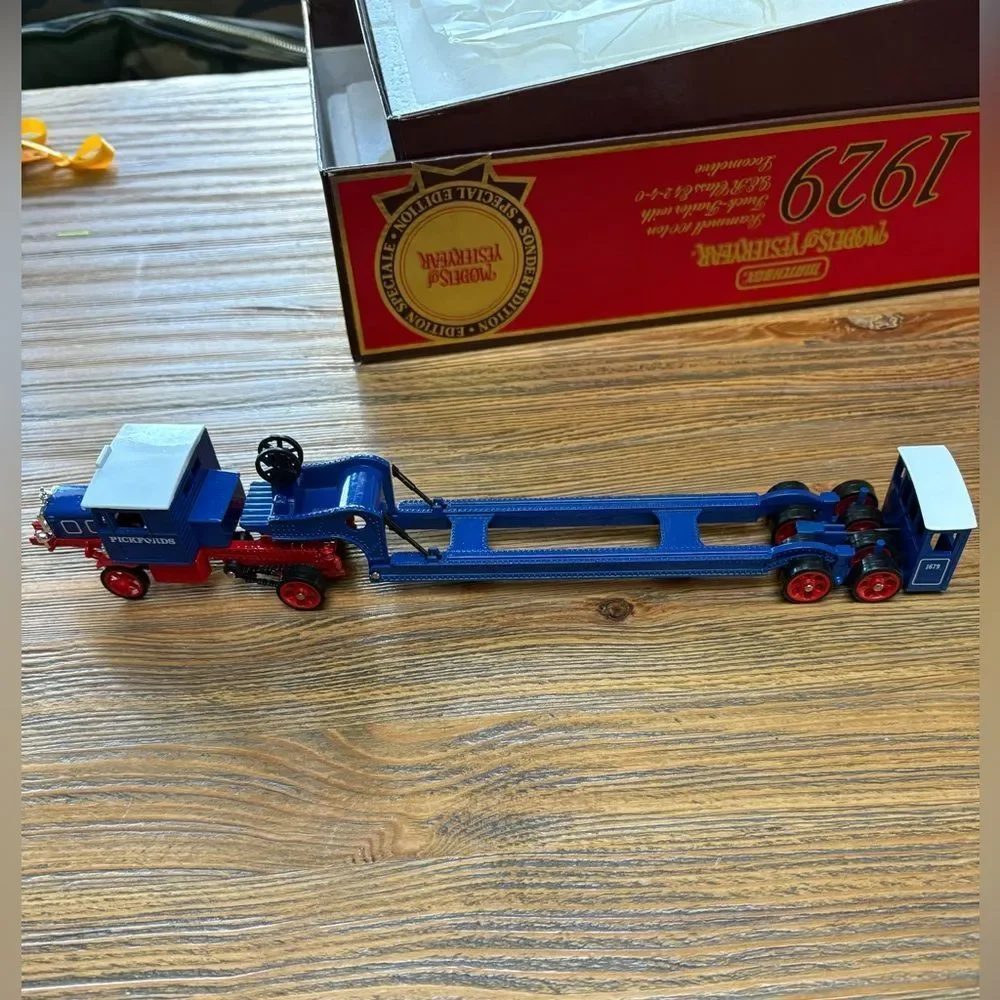 Vintage Matchbox Black and Blue Toy Locomotive Truck & Trailer Set